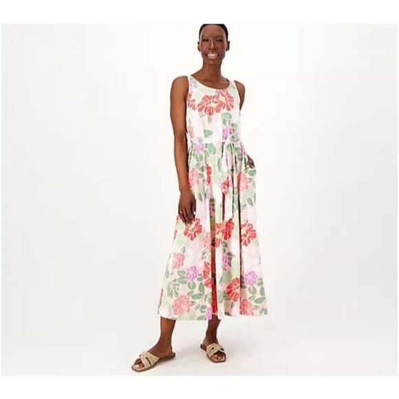 Cuddl Duds Petite Flexwear Paneled Maxi Dress Pink Floral,Petite M - Picture 1 of 1